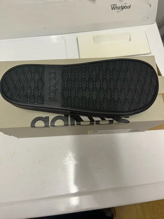adidas Adilette Comfort Slide in Black and White - Picture 2 of 4